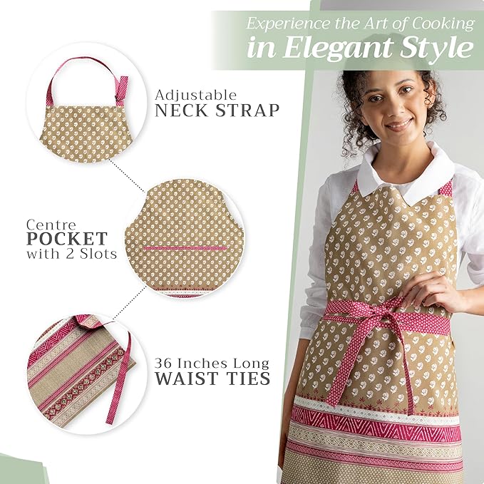 Maison d' Hermine 100% Cotton Apron for women with Pocket Kitchen Chef Apron for Men Cooking Spring Summer