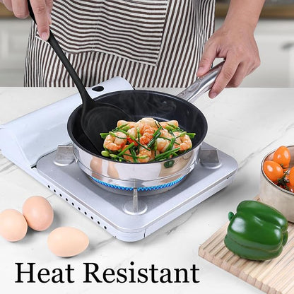 LIANYU Non-Toxic Cooking Utensils Set of 8, Silicone Black Kitchen Utensils Set for Non-Stick Cookware, Healthy Kitchen Tools with Spatula & Spoon, Stainless Steel Core, Healthy & Heat Resistant