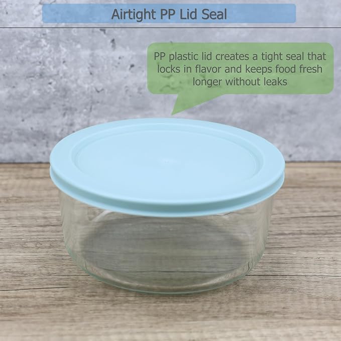 EIKS Glass Storage Container – Airtight Lid – Microwave, Freezer, Dishwasher Safe – Great for Grains, Cereal, Dessert, and Snacks (4 Cup)