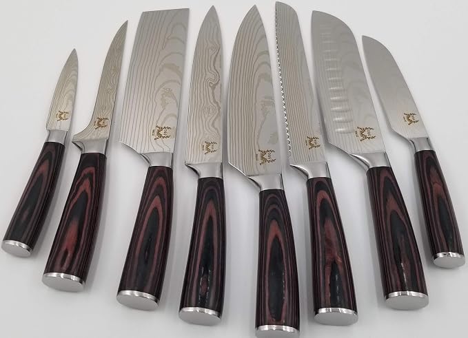 D & G SALES, LLC 8 Piece Kitchen Chef Knife Set - High Carbon Stainless Steel