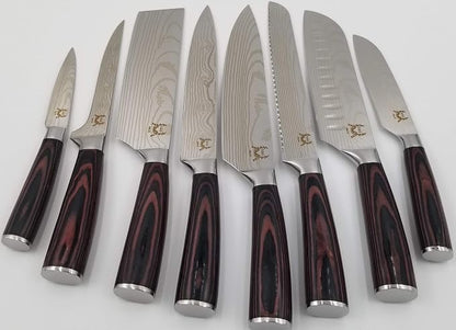 D & G SALES, LLC 8 Piece Kitchen Chef Knife Set - High Carbon Stainless Steel