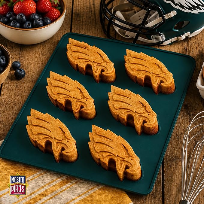 MasterPieces Game Day - FanPans NFL Philadelphia Eagles Silicone Muffin Pan - Dishwasher Safe