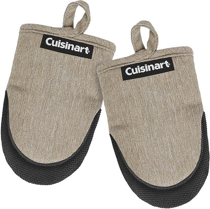 Cuisinart Mini Oven Mitts – 5.5” x 7” Heat-Resistant Kitchen Mitts for Oven with Non-Slip Neoprene Palm, Cotton Filling, and Fabric Loop – Durable Oven Mitt Set for Cooking & Baking (Chambray)