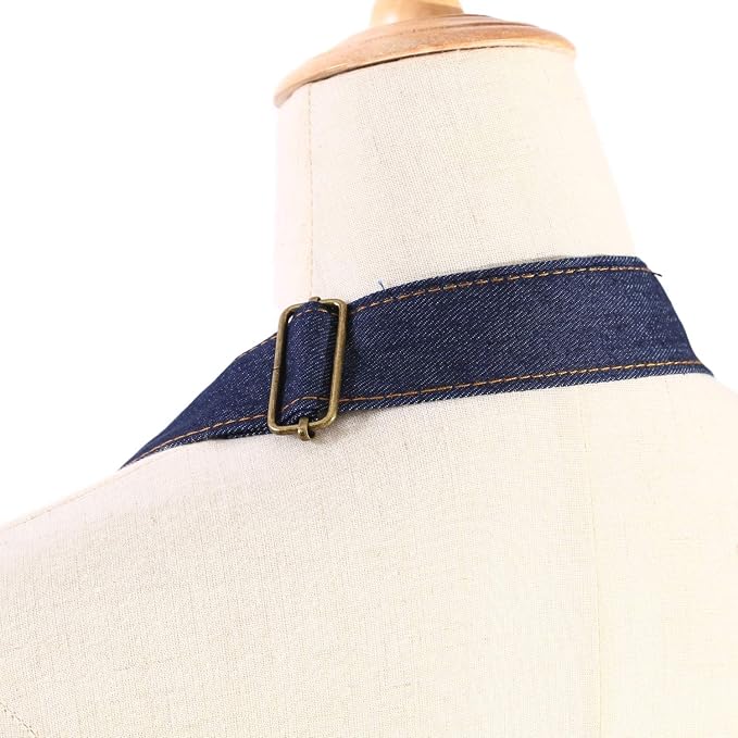 Tosewever Canvas Cross Back Chef Cotton Aprons for Men Women with Large Pockets