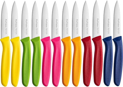 Paring Knife Fruit Knife Set (12 Pieces), Ultra Sharp Stainless Steel Vegetable and Fruit Knife with PP Plastic Ergonomic Handle for Cutting Fruits and Vegetables.