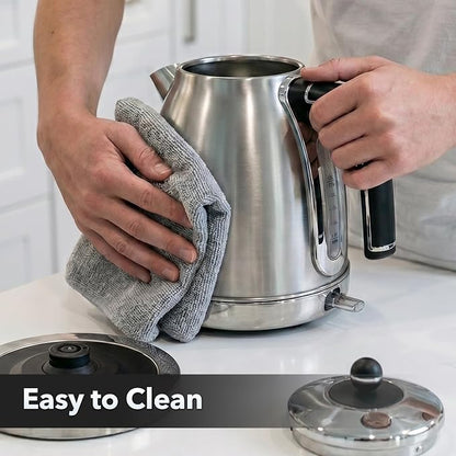 OVENTE 1.7L Electric Kettle, 1500W Fast Boiling Water Heater for Coffee or Tea with Stainless Steel BPA-Free and Cordless Body, Auto Shut-Off, Boil-Dry Protection and Removable Filter, Silver KS777S