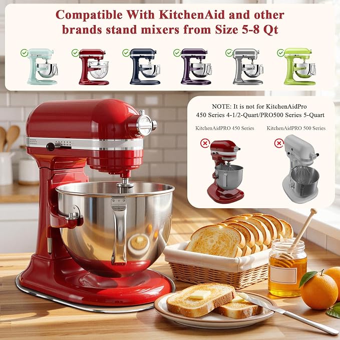 Mixer Mat Slider Compatible with KitchenAid 5-8 Qt Bowl-Lift Mixer - Thickened Acrylic Appliance Sliding Tray Kitchen Countertop Storage Mover Caddy for Kitchen Aid Professional Stand Mixer, Clear