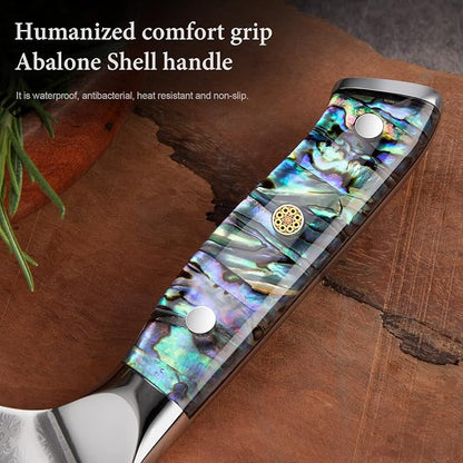 XITUO 8-Inch Damascus Steel Chef Knife, Japanese VG10 Super Steel Full Tang Blade, Razor Sharp Kitchen Knives, Ergonomic Abalone Shell Handle, Dazzling Series - Gift Box