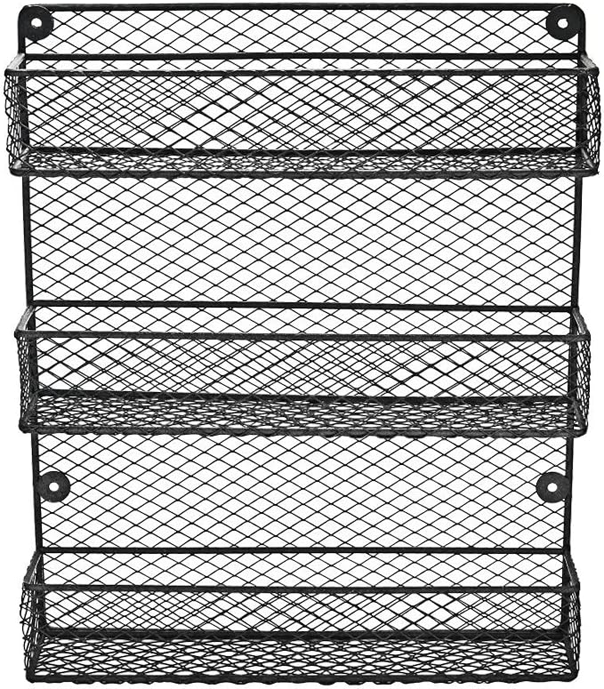 Wall Mount Spice Rack – 3-Tier Kitchen Storage Organizer Shelf, Space-Saving Design, Includes 2 Racks