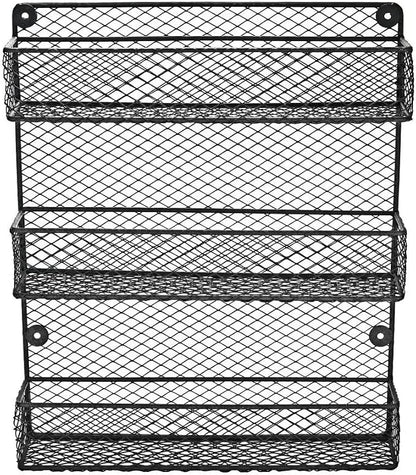 Wall Mount Spice Rack – 3-Tier Kitchen Storage Organizer Shelf, Space-Saving Design, Includes 2 Racks