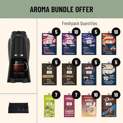 Flavia Aroma Brewer - Coffee Machine, Makes Coffee, Lattes, Tea, and other Hot or Iced Beverages with Single-Serve Freshpacks, Multiple Brew Sizes, Grey, Works ONLY with Flavia Freshpacks.