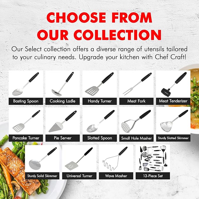 Chef Craft 13 Piece Select Stainless Steel Kitchen Tool Set