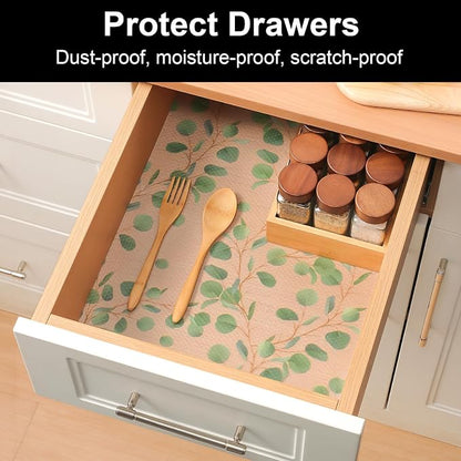Cooyes Shelf Liners for Kitchen Cabinets Refrigerator Liners Waterproof & Oil-Proof Kitchen Cupboard Liner Drawer Mats EVA Material Non Adhesive Fridge Liner for Shelves（23.6" W x 236" L）