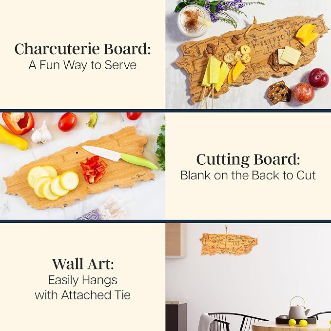 Totally Bamboo Destination Puerto Rico Cutting Board, Shaped Charcuterie Board