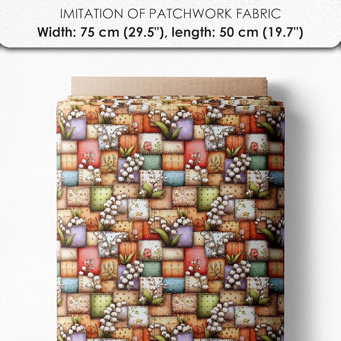 Patchwork Forest Girl Cotton Fabric Panel – Six 10×10 inch Designs + Bonus 29.5×19.6 inch Patchwork Sheet, 100% Turkish Cotton 140 GSM