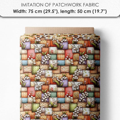 Patchwork Forest Girl Cotton Fabric Panel – Six 10×10 inch Designs + Bonus 29.5×19.6 inch Patchwork Sheet, 100% Turkish Cotton 140 GSM