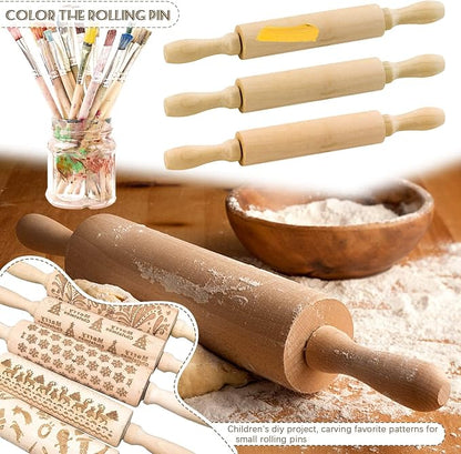 6 Pack 8 Inch Mini Wood Rolling Pin,Great for Children Kids Girls and Boys,Small Wooden Rollers for Art and Crafting,Baking,Cookie Dough,Cooking,Clay,Play Doh