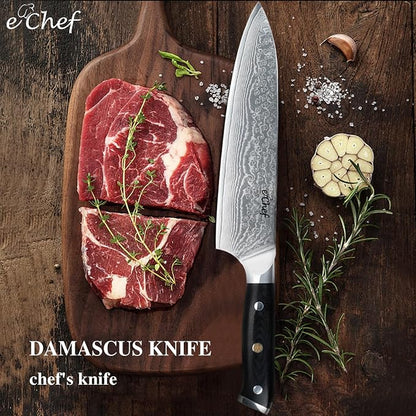 8-inch Damascus Chef Knife, made with sharp VG10 steel, 67 layers Damascus cooking knife, G10 handle, beautifully packaged box (8-inch chef's knife)