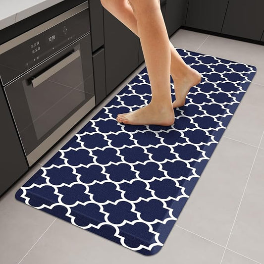 WISELIFE Anti Fatigue Floor Mat - 4/5 Inch Thick Kitchen Mat Non Slip Waterproof Heavy Duty Ergonomic Comfort Mat Durable for Home, Office, Sink, Laundry,(22" x 54", Blue)