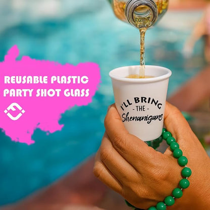 Funky Junque Shot Glass Necklaces for Bachelorette Party - Bride Tribe Favors, Bridal Shower Decorations - 10 Pack - Vibes Pack