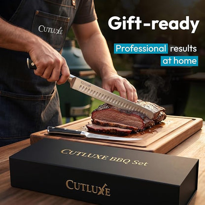 Cutluxe 2-Piece Carving Knife Set for BBQ & Brisket – Razor-Sharp German Steel – 12" Slicing & 6" Boning Knife for Meat Cutting, Sheaths Included, Full Tang & Ergonomic Handles – Artisan Series