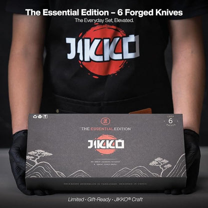 Jikko New Reinforced Carbon Steel Japanese Kitchen Knife Set – DiamondRazor Series – Ultra Sharp Japanese Knife Set & Chef Knife Set with Mahogany Wood Handles – Professional Chef's Knives
