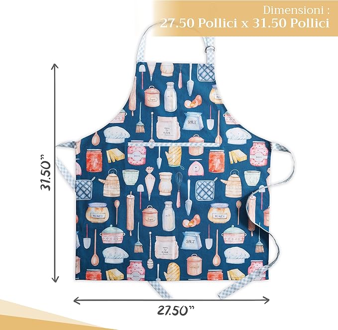 Maison d' Hermine 100% Cotton Apron for women with Pocket Kitchen Chef Apron for Men Cooking Spring Summer