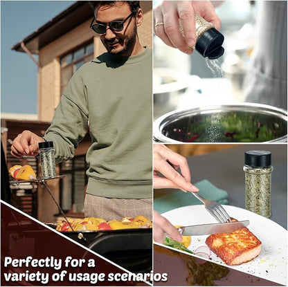 Jadive 36 Pcs 5.5 oz Plastic Spice Jars with Shaker Lids Clear Spice Bottles Plastic Seasoning Containers Empty Shaker for Kitchen Storing Herbs Seasoning Powders Pepper Dry Goods (Black)