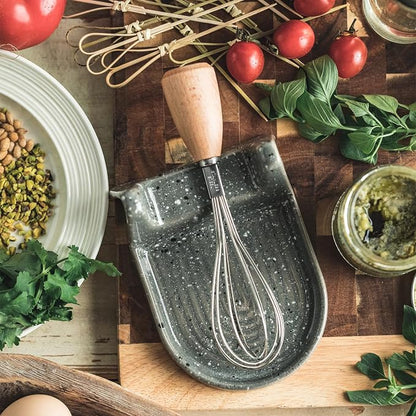 Ceramic Spoon Rest for Stove Top Heat-Resistant Spatula Holder for Kitchen Counter, Cooking Ladle Holder Utensil Rest for, Tong Grey