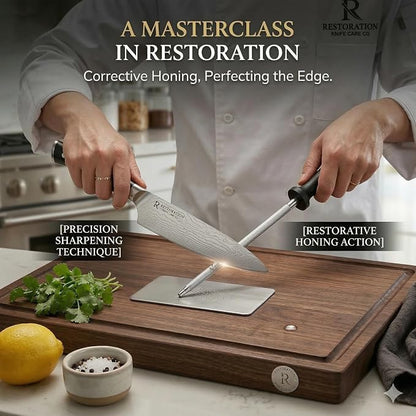 Knife Sharpener Rod, 13 Inch Carbon Steel Honing Steel for Kitchen Knives, Professional Magnetized Sharpening Stick with Nickel-Chrome Plating, Easy Grip Tool for Chef Knives