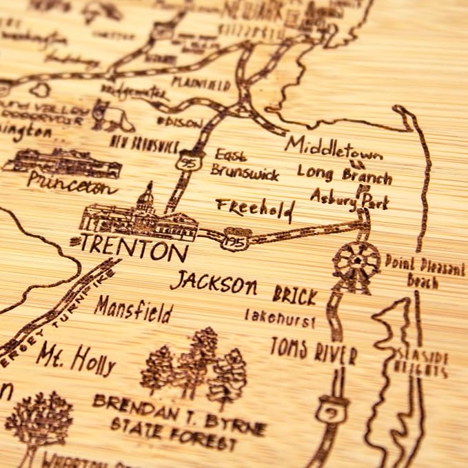 Totally Bamboo A Slice of Life New Jersey State Serving and Cutting Board, 11" x 8.75"