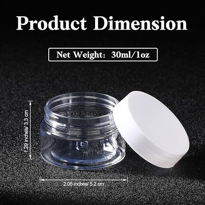 SATINIOR 24 Pieces Empty Clear Plastic Jars with Lids Round Storage Containers Wide-Mouth for Beauty Product Cosmetic Cream Lotion Liquid Butter Craft and Food (White Lid, 1 oz)