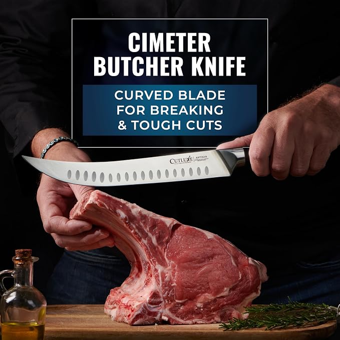 Cutluxe Butcher Knife Set – BBQ Brisket, Breaking & Boning Knife – Slicing Carving Knife Set for Meat Cutting, Ultra Sharp German Steel, Full Tang, Ergonomic Handles, Grilling Gifts for Men