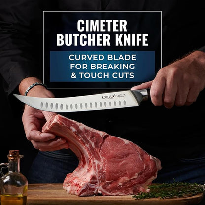 Cutluxe Butcher Knife Set – BBQ Brisket, Breaking & Boning Knife – Slicing Carving Knife Set for Meat Cutting, Ultra Sharp German Steel, Full Tang, Ergonomic Handles, Grilling Gifts for Men