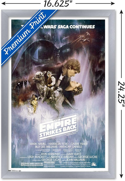 Trends International Star Wars: The Empire Strikes Back - The Saga Continues One Sheet Wall Poster, 14.725" x 22.375", Silver Framed Version