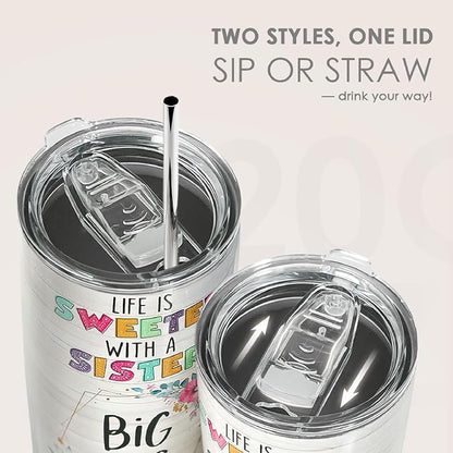 Sister Gifts - Sister Stainless Steel 20oz Tumbler, Insulated Travel Mug, Gifts for Birthday, Christmas, Women, Girls, Best Friends