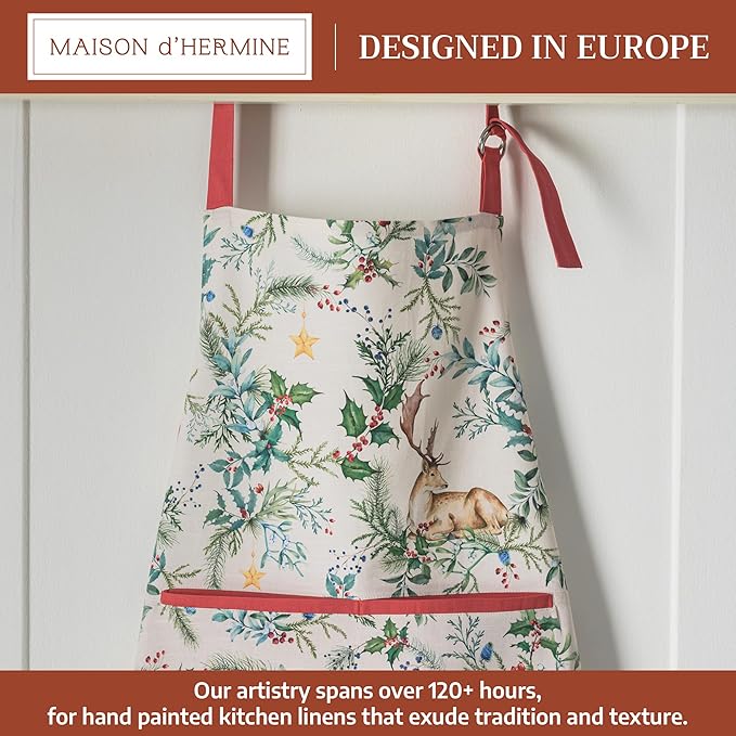 Maison d' Hermine 100% Cotton Apron for women with Pocket Kitchen Chef Apron for Men Cooking Spring Summer