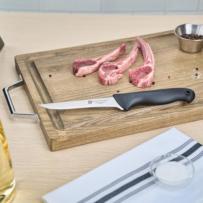 Restaurantware-6 Inch Boning Knife, 1 With Colored Coded Pins Flexible Boning Knife - High-Carbon, Stain-Resistant, Black German Steel Fillet Knife, Ergonomic Handle, For Fish, Vegetables Or Entrees