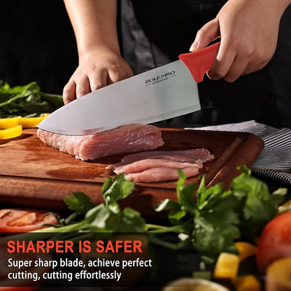 8 inch Japanese High Carbon Stainless Steel Chef Knife Set, Professional Extra Sharp Wide Cook Knife with Non-slip Ergonomic Handle, for Kitchen Home Restaurant