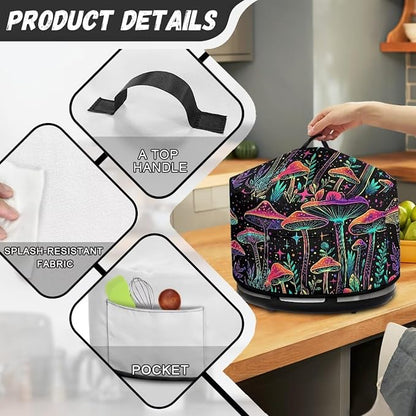 Mushroom Pattern Slow Cooker Cover Protection Crock Fits for Most 6-8 Quart Oval Slow Cooker Dustproof Small Appliance Accessories Decor