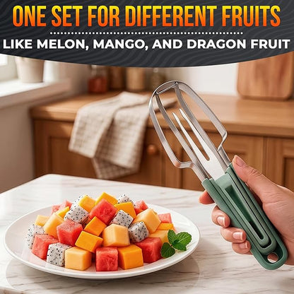 3-in-1 Watermelon Slicer Tool — Stainless Steel Portable, Mess-Free Multi-Use Kitchen Gadget for Summer Picnic, BBQ, Pool Party, Family Hosting, Hostess Gift Idea — Watermelon Cutter Slicer Tool Kit