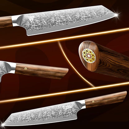 8" Professional Chef Knife - 67-Layer Damascus Steel with Pakka Wood Handle - Premium Kitchen Knife for Home & Professional Cooking with Leather Sheath & Gift Box