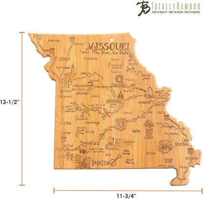 Totally Bamboo Destination Missouri State Shaped Serving and Cutting Board, Includes Hang Tie for Wall Display