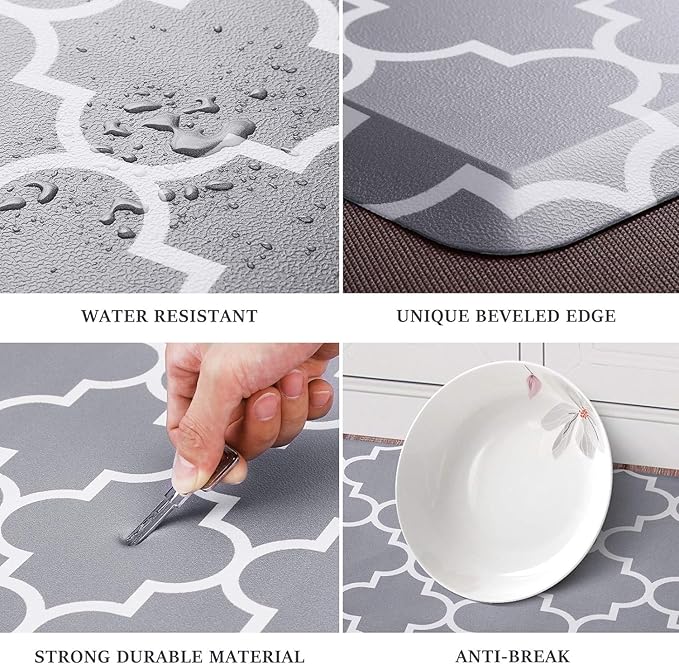 WISELIFE Anti Fatigue Floor Mat - 4/5 Inch Thick Kitchen Mat Non Slip Waterproof Heavy Duty Ergonomic Comfort Mat Durable for Home, Office, Sink, Laundry,(22" x 36", Grey)