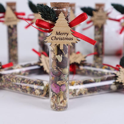 HTF Pack of 5 Christmas Decorations, Tea Party Favors for Women, New Years Eve Party Supplies, Christmas Gifts, Coworker New Year, Happy Holiday Personalized Tea Favors (CH, Tree)