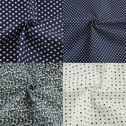 Cotton Fabric for Sewing 7 Pieces (20"X20"), Fabric Bundles, Precut Fabric for Patchwork, Pretty Floral Pattern, Material for Quilting, Sewing Cloths, DIY Artcraft for Sewing -Navy