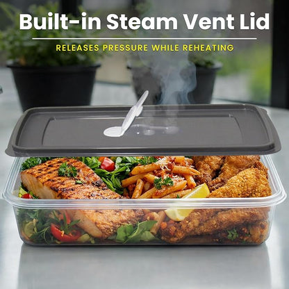 Neez 14PCS Vacuum Plastic Food Storage Container Set with Vented Lids (20 Cups) - Airtight, Microwave, Dishwasher Safe, Airlock lids - Perfect for Meal Prep, Leftovers