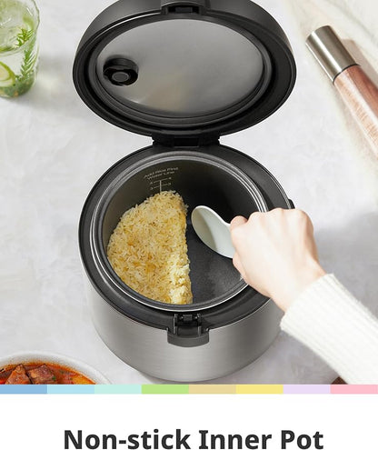 COMFEE' Rice Cooker Upgraded, 6-in-1 Stainless Steel Multi Cooker, Slow Cooker, Steamer, Saute, and Warmer, 2 QT, 8 Cups Cooked(4 Cups Uncooked), Brown Rice, Quinoa and Oatmeal, 6 One-Touch Programs