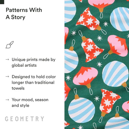 GEOMETRY Christmas Kitchen Towels - Quick Dry Microfiber Cloth Dish Towels for Kitchen Drying - Premium Quick Dry Towel - Ornamenta