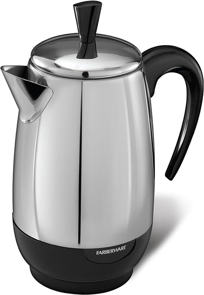 Farberware Electric Coffee Percolator,Stainless Steel Basket,Automatic Keep Warm,No-Drip Spout,8 Cup,(Pack of 6)